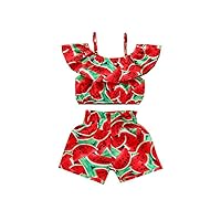 Toddler Baby Girl Summer Clothes Set Watermelon Sunflower Sleeveless Halter Crop Top + Shorts 2Pcs Outfits 1-6T