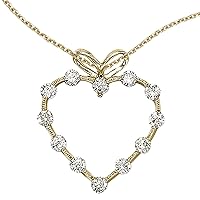 14K Yellow Gold Round Diamond Heart Pendant (Chain NOT included) P7188