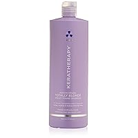 KERATHERAPY Keratin Infused Totally Blonde Violet Toning Shampoo, 33.8 fl. oz., 1000 ml - Violet Shampoo for Blonde Color Treated Hair, Brassy, Silver, & Highlighted - Sulfate & Paraben Free