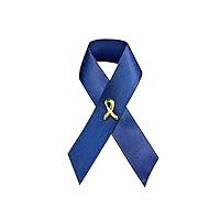 Fundraising For A Cause | Satin Rectal Cancer Ribbon Pins – Dark Blue Ribbon Awareness Pins for Colorectal Cancer