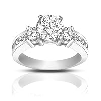 1.25 ct Ladies Round Cut Diamond Engagement Accented Ring in 18 kt White Gold
