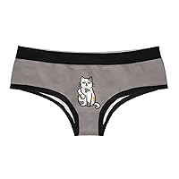 Crazy Dog T-Shirts Cat Middle Finger Womens Panties Funny Graphic Bikini Brief Underwear For Ladies