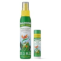 Bug Spray (4oz) & Bug Repellent Balm Stick (.6oz) - Organic Deet Free Mosquito Repellent with Citronella & Lemongrass, Natural Plant Based Family Friendly Insect Repellent