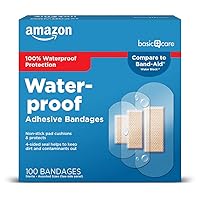 Waterproof Clear Adhesive Bandages, First Aid and Wound Care Supplies, Assorted Sizes, 100 Count