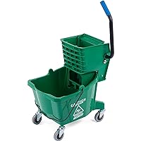 Carlisle FoodService Products Mop Bucket with Side-Press Wringer for Floor Cleaning, Restaurants, Offices, And Janitorial Use, Polyproylene, 26 Quarts, Green
