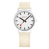 Mondaine Swiss Railways Essence Official Watch | Off White Band, Bracelet, Beige, Bracelet