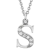 Dazzlingrock Collection 0.05 Carat (ctw) 14K Diamond Lowercase Letter 'a' to 'z' Initial Pendant, White Gold