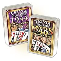 1944 Trivia Playing Cards & 1940's Movie Trivia Card Combo Birthday Gift