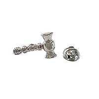 Silver Toned Gavel Law Lapel Pin