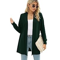 Hount Women's Lightweight Long Sleeve Lapel Ribbed Knit Cardigans Soft Loose Open Front Fall Dusters