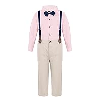 CHICTRY Baby Toddler Boys Birthday Wedding Lapel Shirts with Suspender Pants Formal Suit Outfit