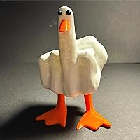 White Duck Resin Figurine - Cute Middle Finger Gesture, Playful Duck Ornament, Versatile Home Decor, Compact Size