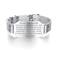 To My Daughter Always Remember You Are Braver Girls Inspirational Bracelet Love Gift from Mom and Dad