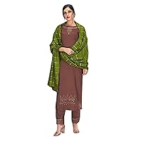 Brown Bollywood Indian Women Wear Embroidered Chinnon Silk Straight Salwar Kameez Muslim Cocktail Dress 1298