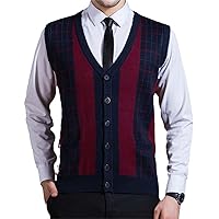 Men Sweater Sleeveless Buttons Down Knit Vest Casual Retro Vintage Thick For Autumn Winter Male V Neck