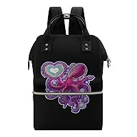 O-ctopus Love Durable Travel Laptop Hiking Backpack Waterproof Fashion Print Bag for Work Park Black-Style