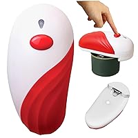 Electric Can Opener for Any Can Sizes Hand Food-Safe Automatic Can Opener Portable Battery Operated Can Openers for Seniors with Smooth Edge Red