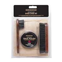 Rochester Premium Shoe Care Kit, Leather Shoe Care Kit with Black Shoe Polish, 100% Horsehair Dauber, 100% Horsehair Shoe Brush, and Soft Flannel Polishing Cloth, Shoe Accessories