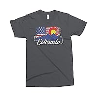 Threadrock Men's Colorado Mountains American Flag T-Shirt