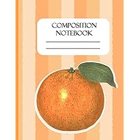Orange Fruit Icon Composition Notebook College Ruled: Cute Oranges Pattern with Stripes Illustration Journal | Art Aesthetic for College, School, Work, Office | 8.5