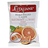 Le Italiane, Italian Natural Hard Candy Filled With Red Orange From Sicily Italy, 3.5 Ounce