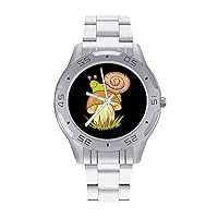 Mushroom & Snail Stainless Steel Band Business Watch Dress Wrist Unique Luxury Work Casual Waterproof Watches
