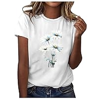 Women's Classic Short Sleeve T Shirts Cotton Crew Neck Tops Solid Color Tees Breathable Fit Cute Graphic Blouse