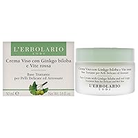L'Erbolario Face Cream with Ginkgo Biloba and Red Grape - Helps Cover Imperfections - Leaves Skin Soft and Smooth with an Even Tone - Suitable for Sensitive Skin - Silicone and Paraben Free - 1.6 oz