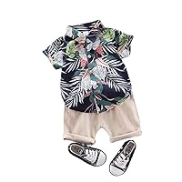 Children's Shirt Suits,Boys' Short Sleeve Beach Style Shirt Two-Piece Sets.