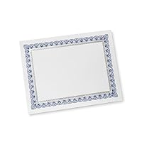 Gartner Studios Certificate Paper, White with Blue and Silver Ornate Foil Border, 80lb 8.5” x 11”, 15 Count