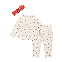Mud Pie Baby Girls Ditsy Pumpkin Outfit And Headband Set, Cream,9-12 Months US