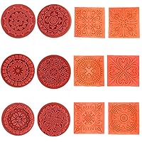 12 Pieces Wooden Stamps, Retro Vintage Floral Flower Pattern Rubber Stamp Set for DIY Craft Card Making Planner Scrapbooking Supplies