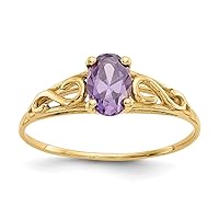 14k Yellow Gold Polished Simulated Amethyst Ring Size 5 Jewelry for Women