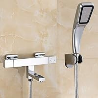 LJGWJD Faucets,Plating Bronze Rotating Faucet Take a Shower Bathroom Faucet Bathroom Modern Chrome Bath Shower Mixer Scald Tap 4 Points Interface Water-Tap/D