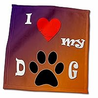 3dRose RinaPiro - Dog Paw Quotes - I Love My Dog. Puppy. Best Friend. - Towels (twl-232817-3)