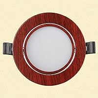 Spotlight，3W Retro Red Wood Round Embedded Led Downlight Vintage Commercial Business Indoor Decoration Ceiling Panel Light Recessed Aluminum Shaow Energy Saving/Tricolor Light/5W