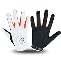 FINGER TEN Golf Gloves for Kids Boys Girls Both Left Right Hand Value 1 Pair, Toddler Junior Youth Golf Glove White Green Black