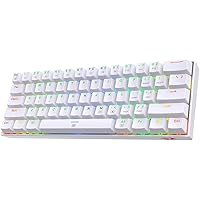 Redragon K630 Dragonborn 60% Wired RGB Gaming Keyboard, 61 Keys Compact Mechanical Keyboard with Tactile Blue Switch, Pro Driver Support, White