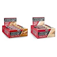 BSN Protein Crisp Bars, Protein Snack Bars, Crunch Bars with Whey Protein and Fiber, Gluten Free, Peanut Butter Crunch and Vanilla Marshmallow, 12 Count