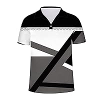 Deal of The Day Prime Today only Clearance Men's Golf Shirts Casual Stylish Tops Lapel Short Sleeve T Shirt Color Block Print Blouses Summer Tennis Tunic Tees Clearance Items Dark Gray