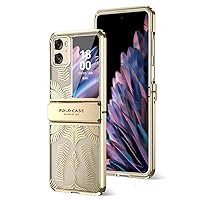 Phone Case Compatible with OPPO Find N2 Flip Case with Hinge+Camera Lens Protector,Slim Thin Shockproof PC Fashion Protective Case Compatible with Find N2 Flip Rugged Electroplating Cover ( Color : Go