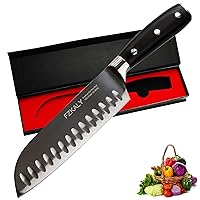 Santoku Knives, Sharp 7-inch Santoku knife, High Carbon Stainless Steel Japanese Chef Knife, Ergonomic Pakkawood Handle Cooking Knife for Meat Vegetable Fruit in Gift Box