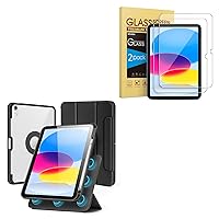 SPARIN 2 Pack Screen Protector for iPad 10th Generation 2022 Bundle with Detachable Magnetic Stand Protective Case for iPad 10th Gen