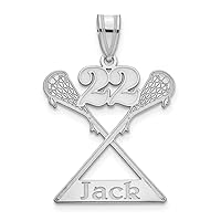 925 Sterling Silver Lacrosse Customize Personalize Engravable Charm Pendant Jewelry Gifts For Women or Men (Length 1.16