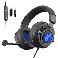 NUBWO N9PRO Gaming Headset, for PS4, Xbox One, Switch, Mac, PC, Computer, LED Light, with Detachable Microphone, with Surround Sound Quality 3.5mm Volume Control, Black