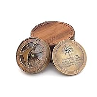 Roorkee Instruments Antique Nautical Vintage Directional Magnetic Sundial Clock Pocket Compass Quote Engraved Gifts with Leather Case, Son, Love Henry David Thoreau Go Confidently in The Direction