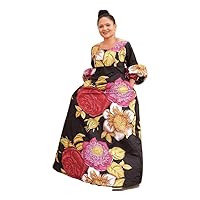 African Ankara Print Women Full Length Maxi Dress Bold Floral Print