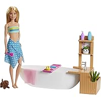 Barbie ​Fizzy Bath Doll & Playset,Blonde,with Tub,Fizzy Powder,Puppy & More,Gift for Kids 3 to 7 Years Old