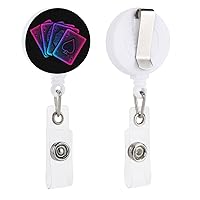 Four Ace Spades Poker Cards Cute Retractable Badge Reel Clips Holder for Hanging ID Card Name with Key Chain for Men Women