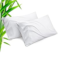White Pillow Cases Queen Size 2 Pack, Bamboo Rayon Cooling Pillowcases with Envelope Closure, Cool & Breathable Pillow Case for Hot Sleepers and Night Sweats, 20x30 inches